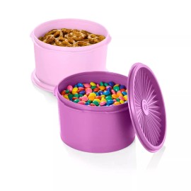 Tupperware Servalier Stacking Canisters 3.75 cups Purple PINK 8pc Set One Touch