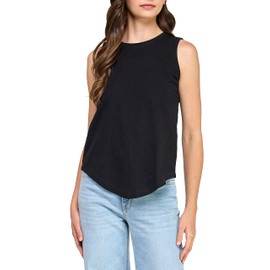 GREEN VOYAGE Women's GOTS Certified 100% Organic Cotton Slub Casual Loose Fit Sleeveless Tank Tops, Black, L