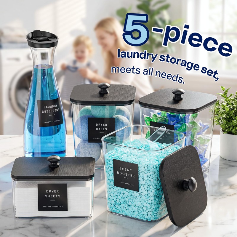 3+1+1 Pack Laundry Pods Container & Dryer Sheet Holder with