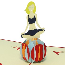 LIN 17525, pop-up cards voucher, pop-up cards, birthday, 3D greeting cards "Wellness" birthday card, sport, yoga, N279
