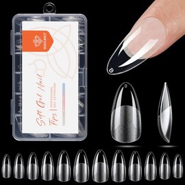 modelones Puntas de uñas almendradas puntiagudas, uñas postizas de gel suave preformadas medianas, uñas postizas acrílicas transparentes de cobertura 