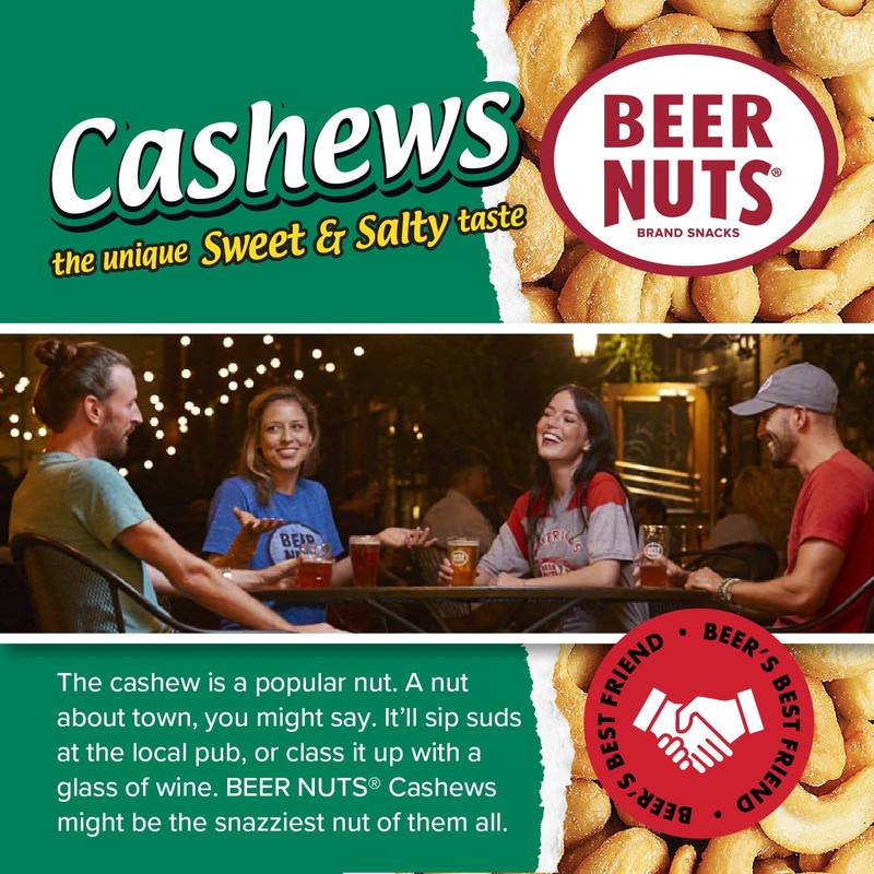 BEER NUTS Cashews | 12 oz. Can - Sweet and