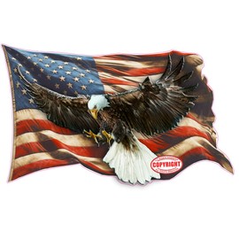 Worn American Flag Bald Eagle Decal (36" x 24")