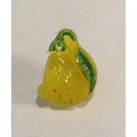 Vintage Hand Painted Glass Moonglow Yellow Bell Flower Button