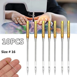 Risprsulen 10pcs Big Eye Sewing Machine Needles, Size 16, Cotton Compatible, Sewing Machine Needles