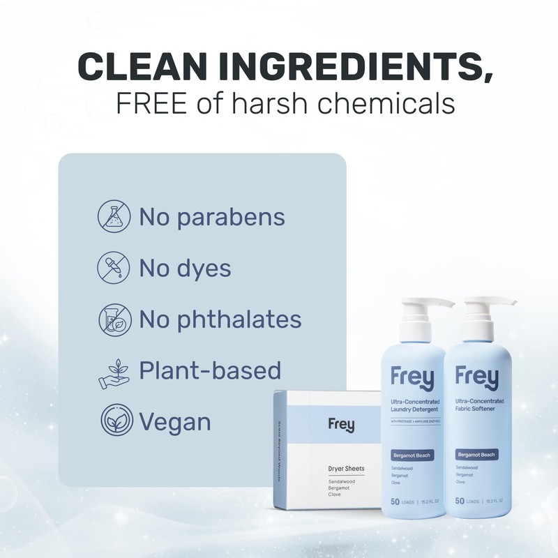 FREY The Complete Package - Concentrated Liquid Laundry Detergent, Fabric