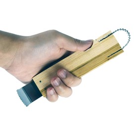 Small Size Wooden Handle Coconut Grater - Durable Sharp Stainless Steel Blade Shredder & Multi-Purpose Rasp for Easy Use Efficient Shredding Tool (Wooden Handle)