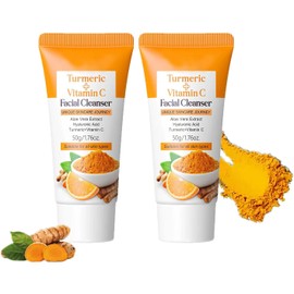 Limpiador Facial De Cúrcuma - 2 Unidades Con Vitamina C, Exfoliante Suave Para Piel Sensible, Sin Obstruir Los Poros, Sin Residuos, Apto Para Todo Tipo De Piel.