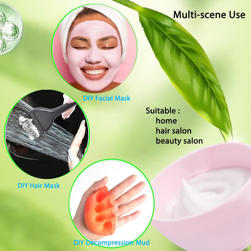 PLINNILUY 6 Pack Silicone Face Mask Mixing Bowls - Microwave