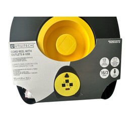 Utilitech Extension Cord Reel 20' Cord Hand Wind Retractable 3 Outlets 2 USB Utilitech New