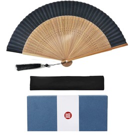 Fipiifly Men's Fan, Luxury Silk Fan, Stylish, Popular, Luxury Fan, Durable, Gift Box Included, Present, Men's, Short Fan, Large, Gentleman, Yukata, Kimono, Japanese Accessories, Kabuki Accessories, Fireworks Shows, Mother's Day, Father's Day, Summer Festivals, Protects Against Extreme Heat