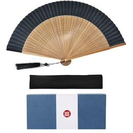Fipiifly Men's Fan, Luxury Silk Fan, Stylish, Popular, Luxury Fan, Durable, Gift Box Included, Present, Men's, Short Fan, Large, Gentleman, Yukata, Kimono, Japanese Accessories, Kabuki Accessories, Fireworks Shows, Mother's Day, Father's Day, Summer Festivals, Protects Against Extreme Heat