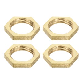 sourcing map G1/4 Pipe Fitting Hex Lock Nut Locknut Female Threaded Fastening Thin Nut for Plumbing Fixed, Brass 4Pcs