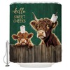 Funny Highland Cow Shower Curtain Rustic Bull Vintage Wood Board