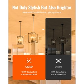 OMED E12 Candelabra LED Light Bulbs 100W Equivalent, 2200K Soft Yellow, Dimmable LED Chandelier Light Bulbs, 7W 1000 Lumen Amber Candle Light Bulb for Living Room, 6 Pack