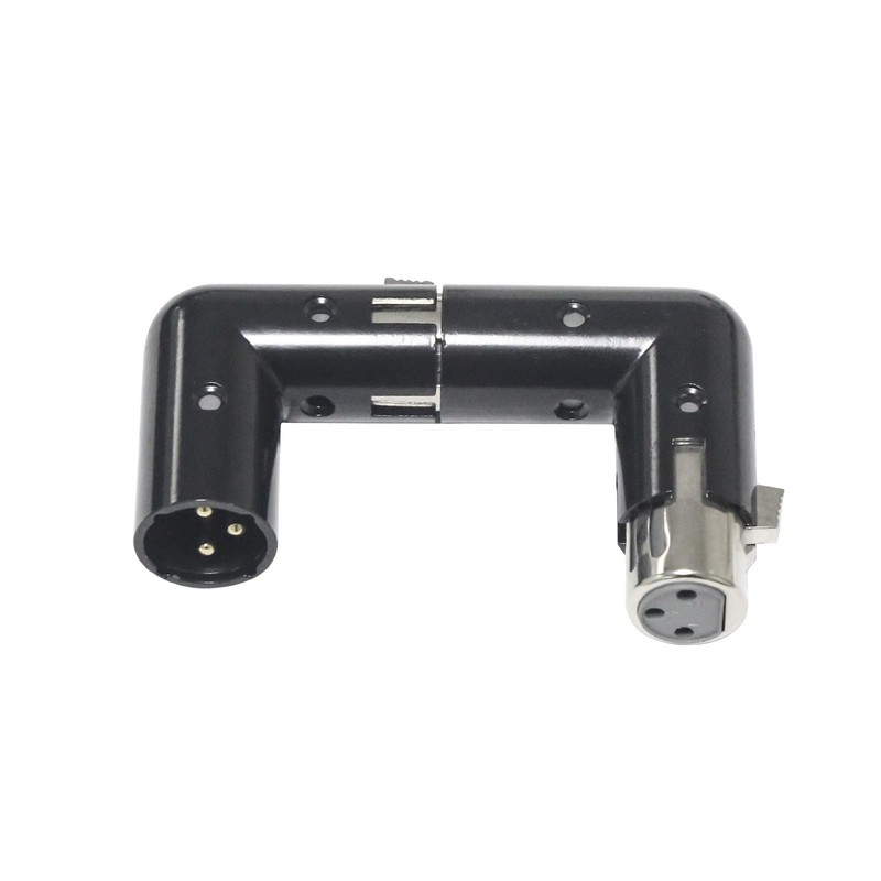 3-Pin XLR 90 Degree Adapter, Adjustable Male to Female Right