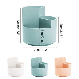 AhfuLife Creative Rotating Pen Pot, Makeup Brush Holder with 3 Capacity Brush Pot, Decorative Stationery Storage Boxes for Home and Office (Lake Blue)