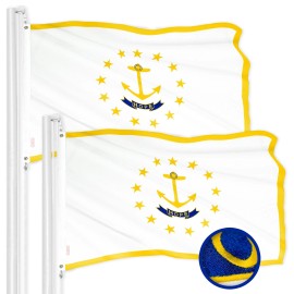 UD_G128 2 Pack: Rhode Island RI State Flag  4x6 Ft  ToughWeave Series Embroidered 300D Polyester  Embroidered Design, Indoor/Out