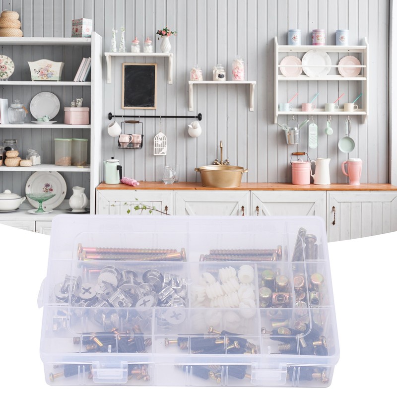 125Pcs Furniture Hardware Screw PreInserted Nut Eccentric Wheel 3in1 Connecting