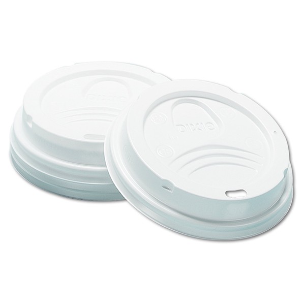 Dixie 8 oz. Dome Hot Coffee Cup Lids by GP PRO Georgia Pacific White; D9538; 1;000 Count (100 Lids Per Sleeve; 10 Sleeves Per Case); Small