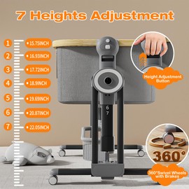 Cawesor 4 in 1Baby Bassinet,Bedside Bassinet for Baby, Rocking Bassinet with Comfy Mattress and Wheels, 7 Height Adjustable Easy Folding Portable Bedside Crib for Newborn