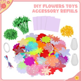 DIY Fabric Flower Bouquet Toy Accessories with 2 White Vases - Flower Market Toy Fitting Set - Arts & Crafts Toy