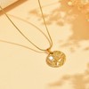 18K Gold Plated Charm Necklace for Women Trendy Coin Sun