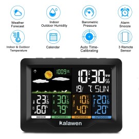 Kalawen Home Wireless Weather Station Multiple Sensors with Atomic Clock, Ind...