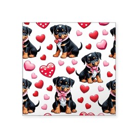 CafePress Rottweiler Puppies Dresses for Valentines Day Sticker Square Bumper Sticker Car Decal