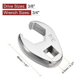 HARFINGTON Drive Crowfoot Wrench 3/8" Drive 3/4" SAE Fractional Crowfoot Flare Nut Wrench 40Cr Chrome Plated Open End Crowfoot Wrench for Mechanics Automotive Repair Work