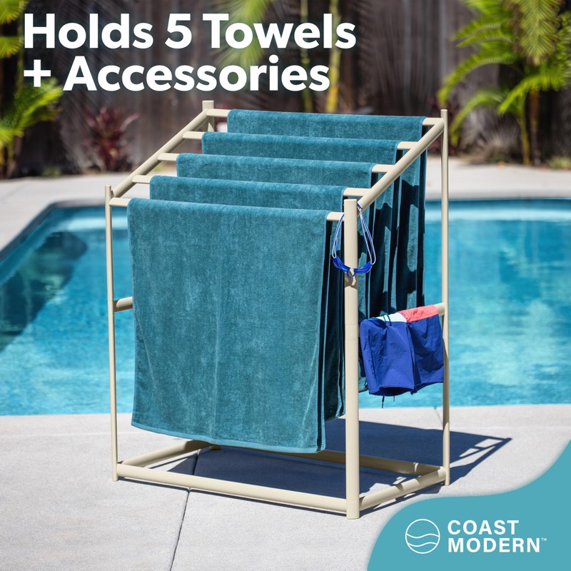 Coast Modern Pool Towel Rack – 5 Beach Towel PVC