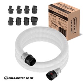 Mullet Tools FitsAll Shop Vac & Power Tool Hose Kit - 8 Dust Port Bushings, Translucent Shop Vacuum Hose, 10ft Hose, 1.25-inch diameter, Kink and Crush Resistant