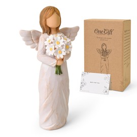 NINNSSOT New Beginnings Gifts for Women, Congratulations Gifts for New Job, Graduation, Promotion, Retirement, Leaving Farewell Gift for Coworker, Hand-Painted Daisy Decor Angel Figurines for Women