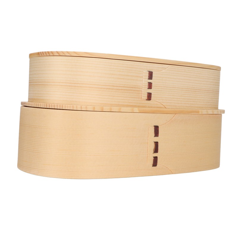 Wooden Bento Boxes Double Wood Color Bento Lunch Box Portable