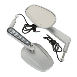 XMT-MOTO Silver Muscle Rear View Mirrors W/LED Turn Signal Lights fits for Harley Davidson V-Rod VRSCF 2009 2010 2011 2012 2013 2014 2015 2016 2017