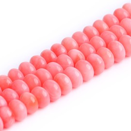 Gemstone Inner 4x6mm Pink Coral Rondelle Stone Natural Gemstone Heishi Spacer Beads for Jewelry Making Bracelet Necklace DIY Craft Project Strand 15 Inch