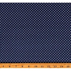 Riley Blake Cotton Swiss Dot Polka Dots Spots Spotted White on Navy Blue Cotton Fabric Print by The Yard (C670-21), 44 Inches