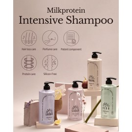 ODID Milk Protein Intensive Shampoo - Korean Volumizing and Hair Loss Relief Perfume Shampoo for Damaged Hair - Subtle Verbena Lavender Scent - pH5.5 Scalp Purifying, 16.9 fl.oz.