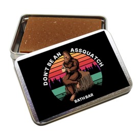 Gears Out Don’t Be an Assquatch Soap Bar in Tin Bigfoot Gag Gift for Sasquatch Lovers Coffee Soap for Adults Unisex Stocking Stuffers for Men Cryptid Humor