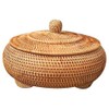 KODENG Round Rattan Boxes with Lid Hand-Woven Multi-Purpose Wicker Tray