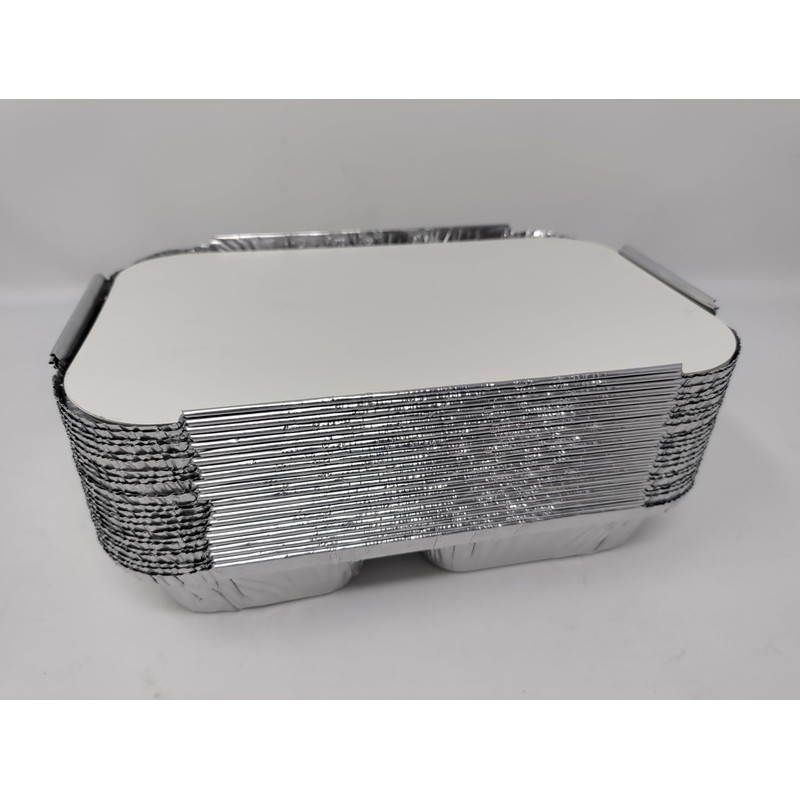 50 x 2 Compartment Aluminium Foil Rectangular Roasting Oven Baking