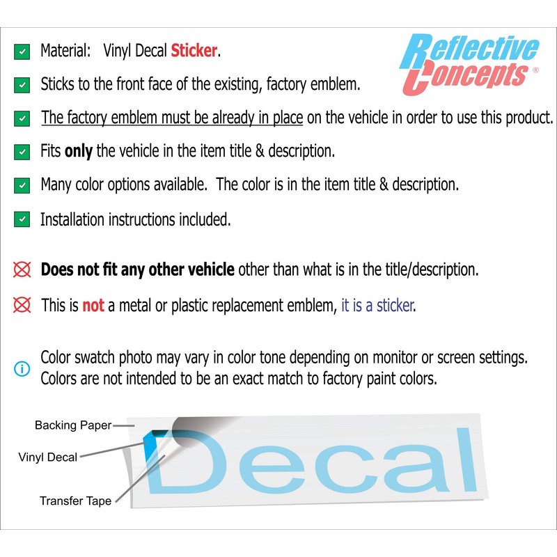 Reflective Concepts HEMI Fender Emblem Overlay Decal Stickers for 2020-2024