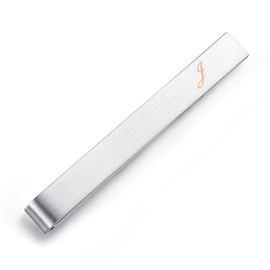 HONEY BEAR Mens Initial Alphabet Letter Tie Clip Bar - Normal Size for Business Wedding Gift,5.4cm,Brushed Silver A - Z (J)