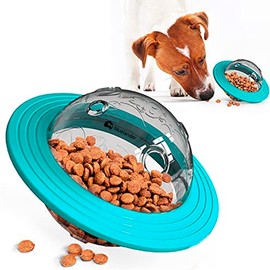 Bluelander Plato Juguete para Perro y Gato, Diseño Planeta, Dispensador de Premios Comida o Croquetas, Antiestres, Juegos Interactivos para Perros y Gatos, No Tóxico, Ecológico y Fácil de Lavar (Azul)