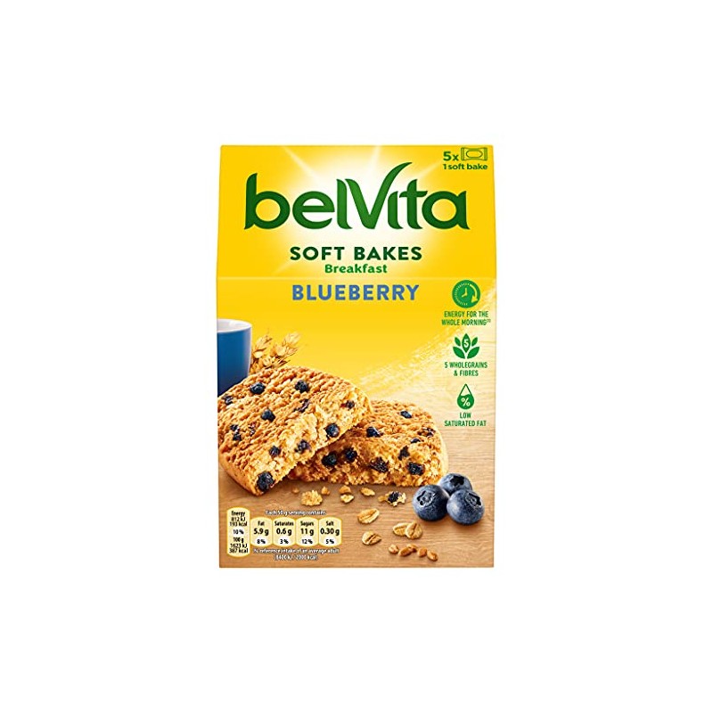 Belvita Breakfast Biscuits Soft Bakes Filled Blueberry, 250 g