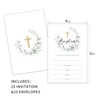 Boho Greenery Baptism Invitations with Envelopes - Watercolor Floral Religious