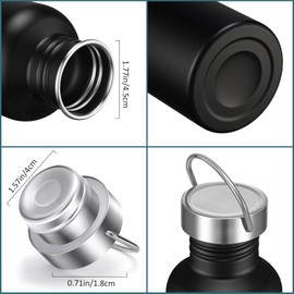 CHENGU 4 Pack Single Wall Stainless Steel Water Bottles Camping Bottles 304 18/8 Metal Water Bottle for Sports, Cyclists, Runners, Hikers(Black,34oz)