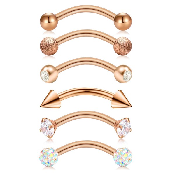 JFORYOU Eyebrow Piercing Set 316L Surgical Steel 1.2 mm Multi