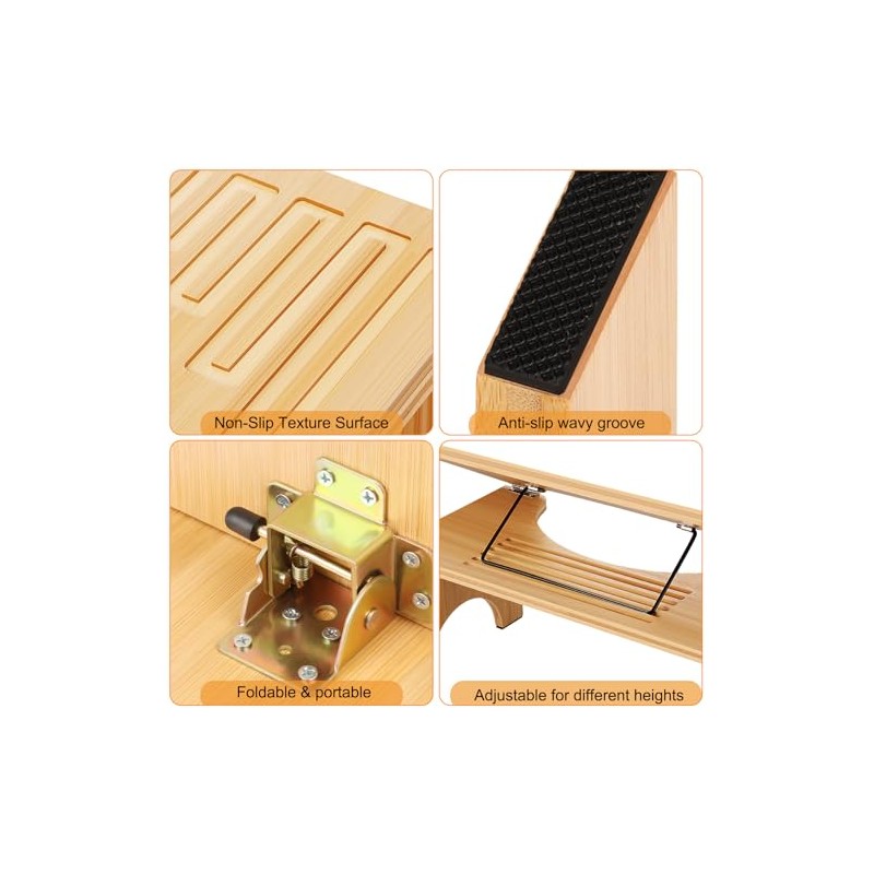 Foldable Toilet Stool 7.1 Inches Adjustable Height Bamboo Potty Stool