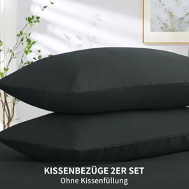 Tifschlaf Cushion Cover, 40 x 80 cm, Set of 2, Anthracite, Pillowcase 40 x 80 cm with Zip, Soft Microfibre Zip, 40 x 80 cm, Grey Pillow Cover